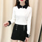 Fall/winter Pullover Slim-fit Sweater Long-sleeved Doll Collar Top Fashion Knitted Women's Bottoming Shirt