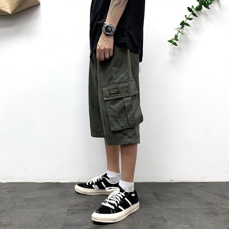 Men's Summer Cool and Breathable Thin Cropped Pants Casual Pants All-match Loose Straight Outer Wear Overalls Shorts