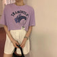 Women's Fashion Round Neck Digital Printing Half Sleeve Asymmetry Short T-shirt