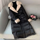 Winter Cotton-padded Jacket Women's Tide Fur Coat, Long Down Down Cotton-padded Jacket, Light and Shiny Black Large Size Waist