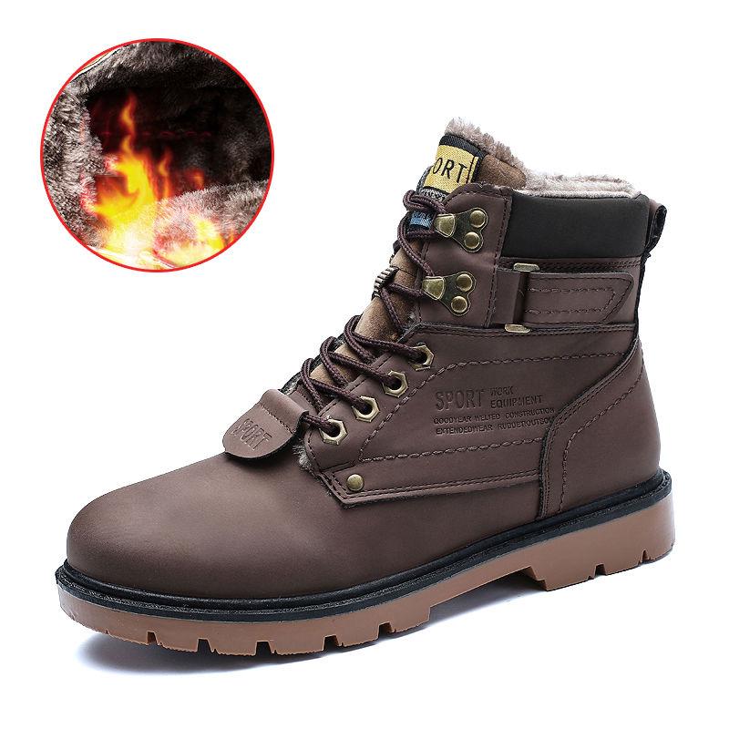 Men's Winter Leather Men Waterproof Snow Boots Leisure Boots Retro Shoes for Men Big Size 39-46