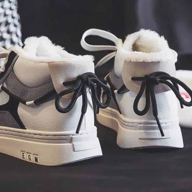 Winter High-top Plus Velvet Keep Warm and Comfortable White Shoes for Women All-match Sports and Leisure Cotton Shoes Sneakers