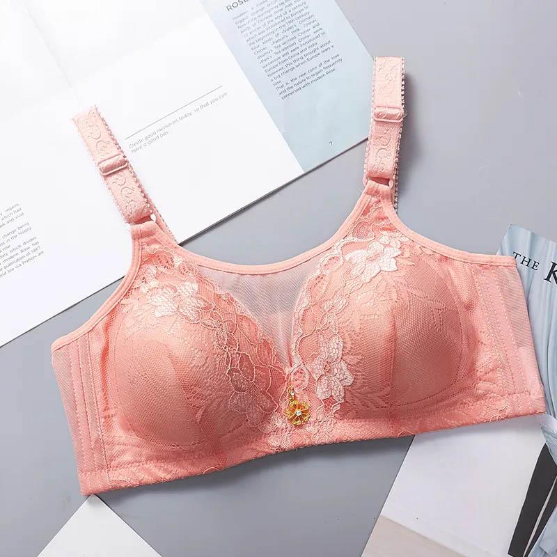 Ladies Large Size Sexy No Steel Ring Breathable Lace Thin Section Gathering Adjustable Anti-shine Bra