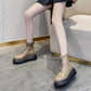 Autumn and Winter Leather Sponge Cake Thick-soled Martin Boots Thin Single Boots Heightening Short Boots All-match