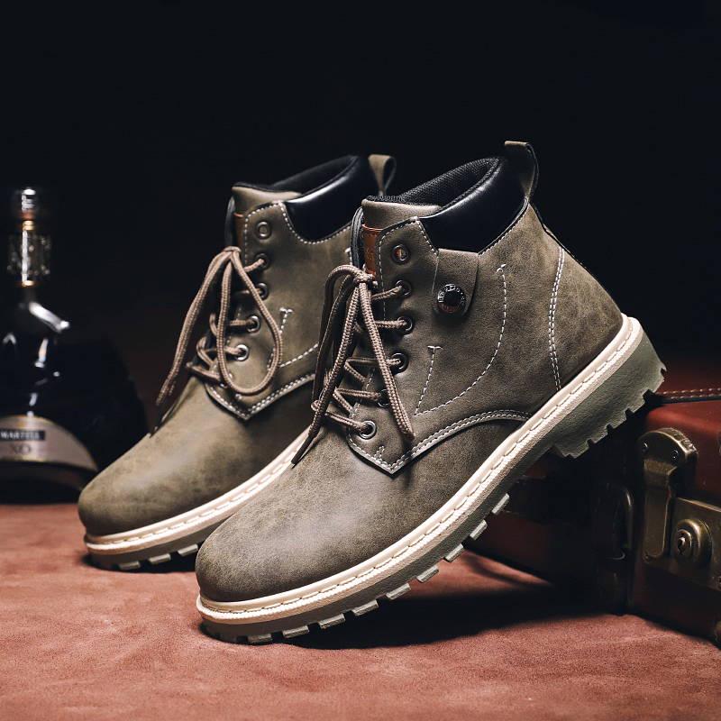 Fashion Autumn Winter High Help Martin Boots Men's Retro Casual Leather Men's Boots Tooling Boots