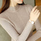 Autumn and Winter Thickened Half Turtleneck Sweater Women Warm Short Ruffled Solid Color Knitted Bottoming Shirt
