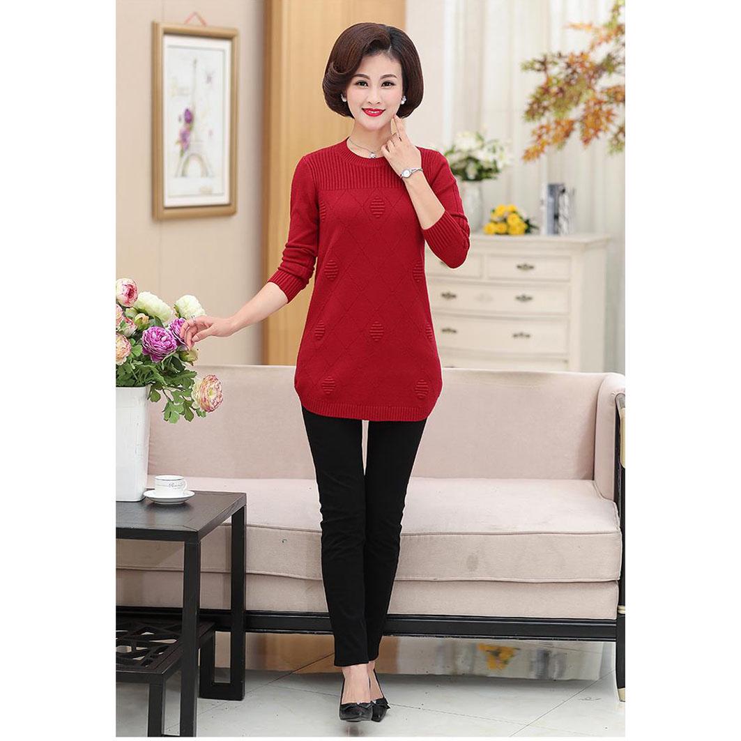 Thick Plus Velvet Sweater Women's Mid-length Loose-Fit Large Size Pullover Knit Sweater for mom