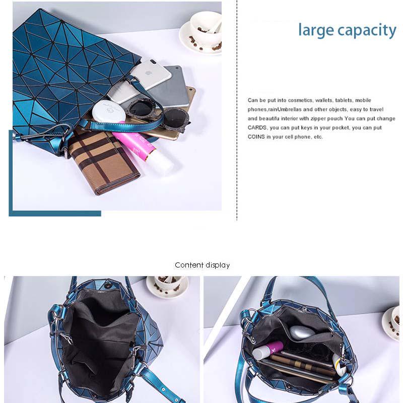 Luxury Geometric Rhombic Female Handbag Fashion Luminous Folding Designer Shoulder Bags for Women
