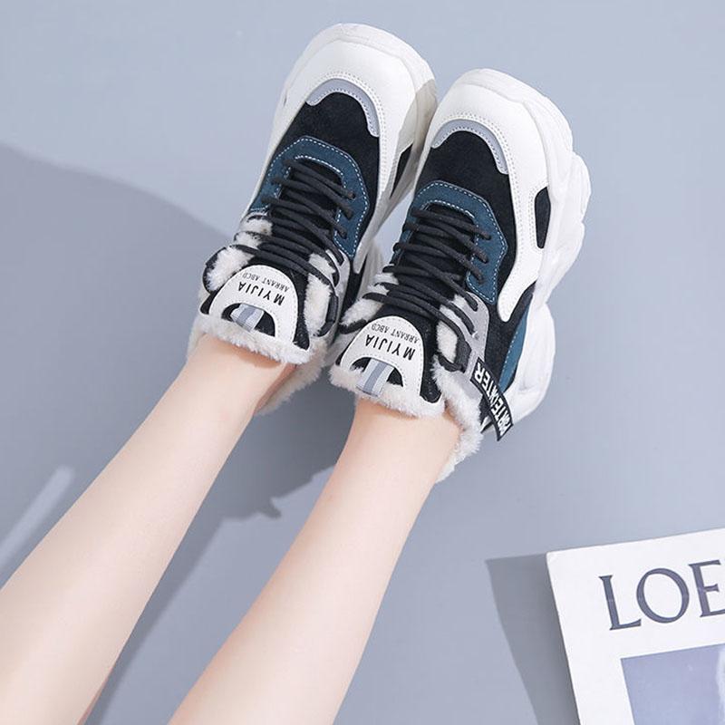 Old Shoes Women's Winter Cotton Shoes Plus Velvet Warm Martin Boots Thick Bottom Increase Casual Shoes Sports Shoes Snow Boots