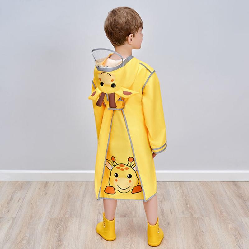 Kid Rain Coat Kawaii Cartoon Printed Raincoat Reflective Stripe Hooded Waterproof Clothes Boy Girl Windbreaker Windproof Rainweaer