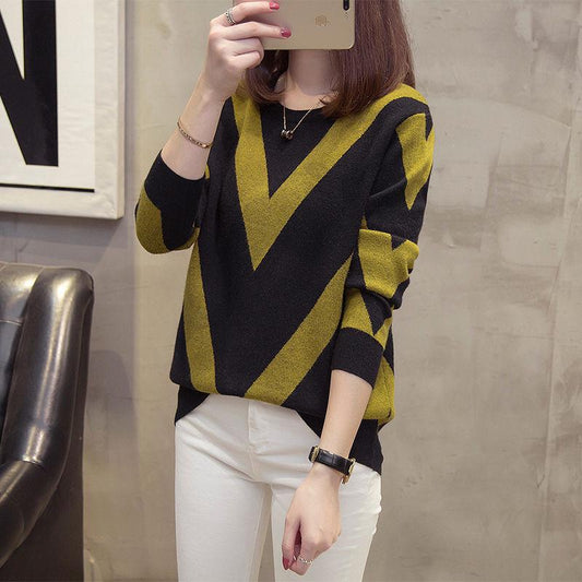 Autumn and Winter Round Neck Women's Sweater Loose Thick Casual Bottoming Sweater