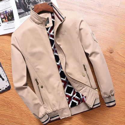 Pure Cotton Men's Jacket Autumn Stand Collar Thick Tooling Cotton Jacket Men Plus Velvet Slim Men's Trend