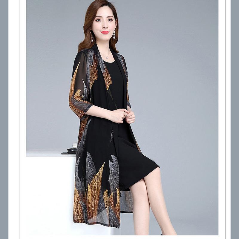 Chiffon Cardigan Mid-length Sun Protection Clothing Women's Loose Thin Large Size Shawl Jacket Air Conditioning Beach