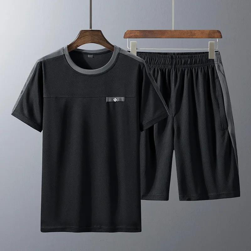 Middle-aged and Elderly Casual Suit Men's Short-sleeved Shorts Two-piece Dad Suit Summer Men's Short-sleeved T-shirt Sports Suit