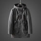 Simple and Versatile Men's Hooded Mid-length Casual Cotton-padded Jacket, Cold and Warm Jacket