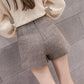 High Waist Wide Leg Shorts Ladies Elegant Woolen Shorts Women Wool Shorts
