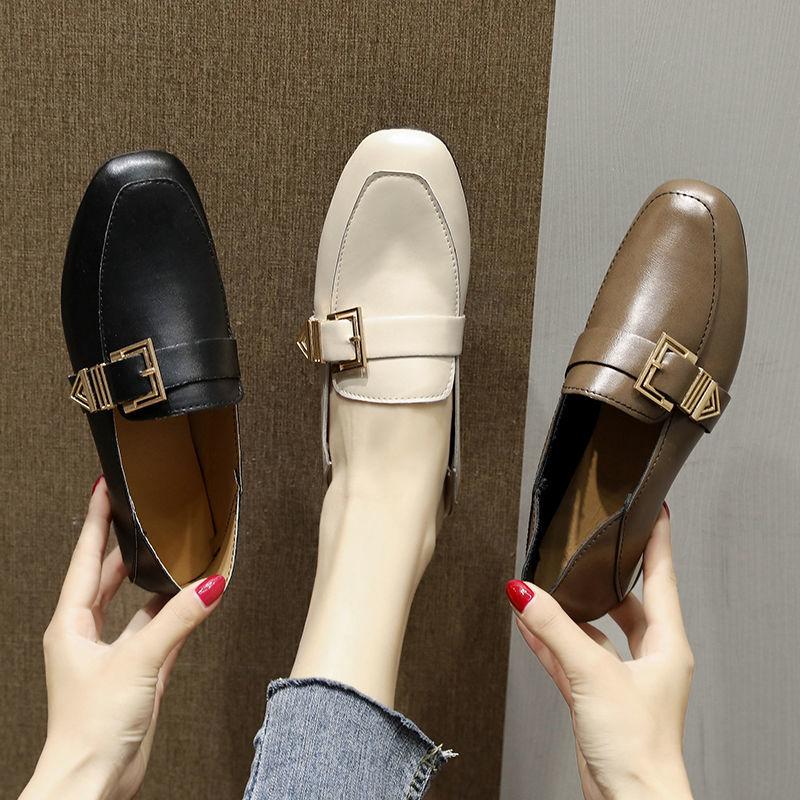 Soft Leather Thick Heel Shoes Female Spring Summer Small Leather Shoes British Style Wild Retro Square Head Single Shoes