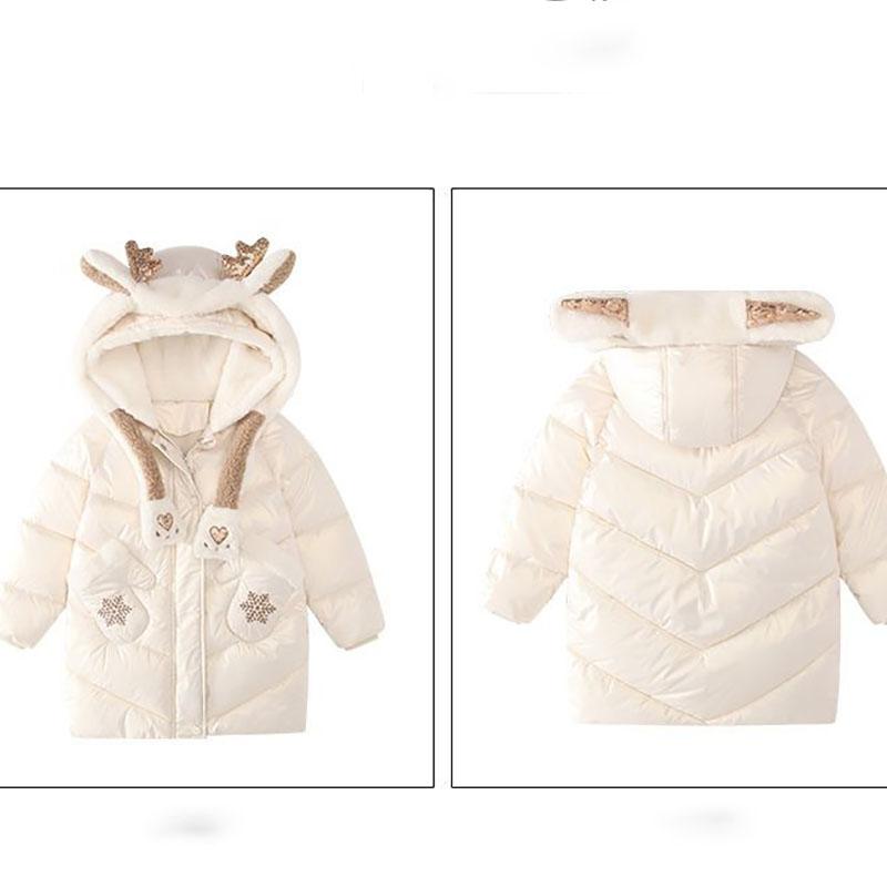 Girls' Warm Cotton Coat Korean Style Disposable Bright Cotton Clothes Children's Thick Winter Clothes Mid-length Girl's Cotton-padded Jacket