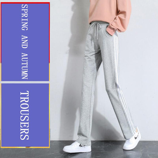 Cotton Sweatpants Ladies Loose Slim Straight-leg Pants High Waist Spring and Autumn Casual Pants School Uniform Pants