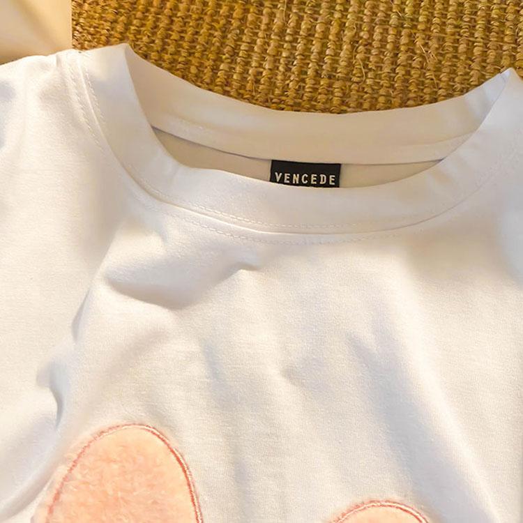 Rabbit Embroidery Cotton Women's Summer Round Collar  Tees Loose Breathable Short Sleeve Harajuku All-match T Shirt Tops