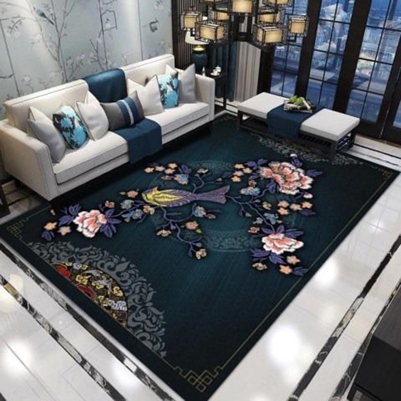 3D Household Yoga Rug Mat Retro Chinese Style Carpets Living Room Bedroom Study Bedside Carpet Decor