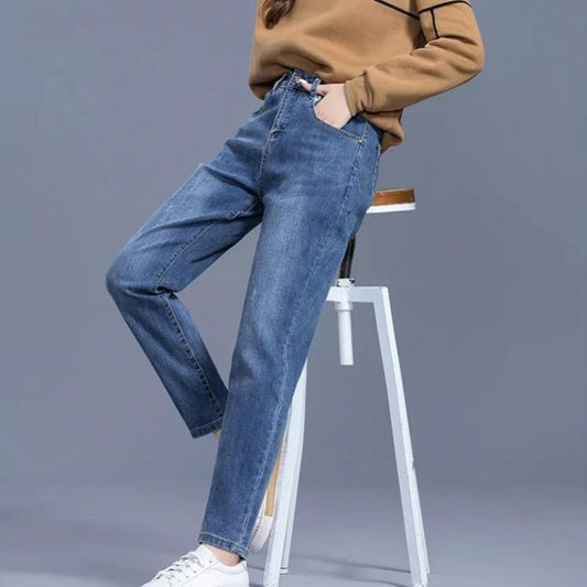 High Waist Jeans Women Spring and Summer Korean Loose Straight Leg Pants Old Pants Harlan Denim Trousers Women