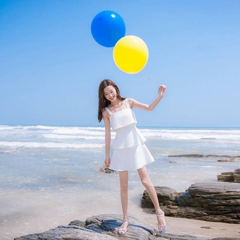 Short Layered Dress Slim Sleeveless Strap Dress Ruffle Dress Short Chiffon Dress Summer