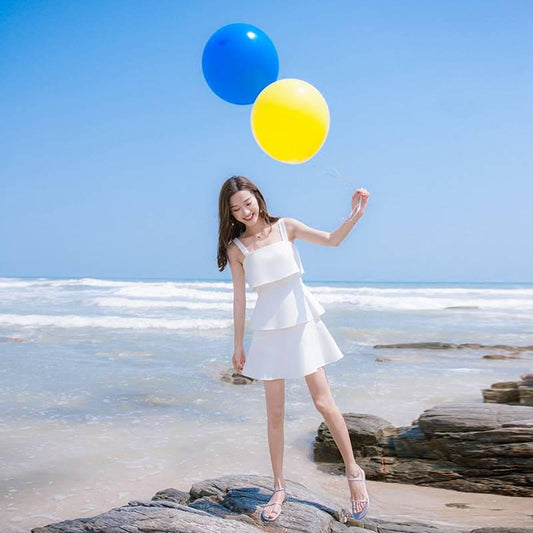 Short Layered Dress Slim Sleeveless Strap Dress Ruffle Dress Short Chiffon Dress Summer