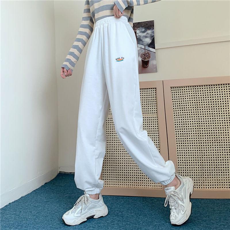 Sports Pants Women's Spring and Autumn Thin Section Net Red Salt Loose-fitting Straight Casual Trousers High Waist Harem Pants