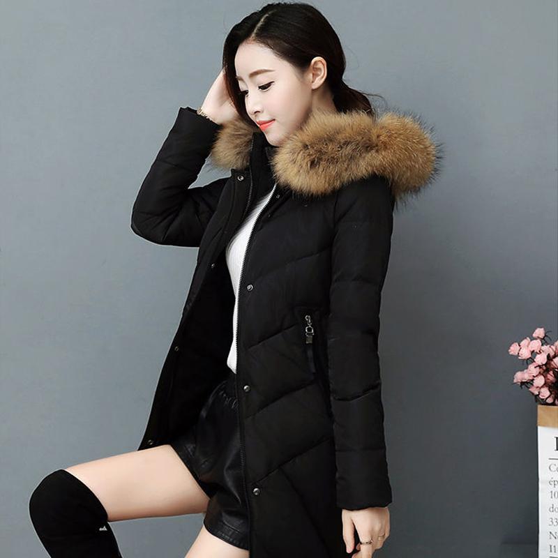 Winter Genuine Down Jacket Women's Mid-length Fashion Slimming Thick White Duck Down Coat