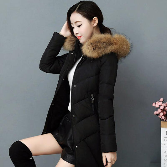 Winter Genuine Down Jacket Women's Mid-length Fashion Slimming Thick White Duck Down Coat