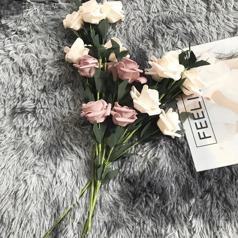 Simulation Foam Rose Fake Bouquet Living Room Flower Arrangement Fake Flower Desktop Decoration Photo Hand Stick Flower