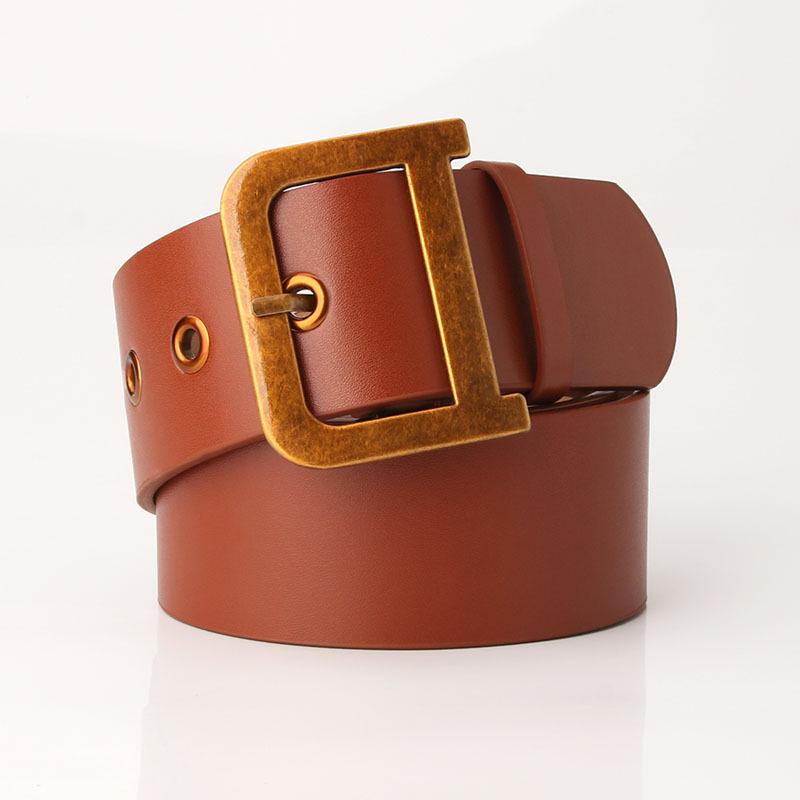 Ladies belt fashion D word buckle fashion wild dress wide belt decorative belt