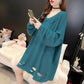 Mid-length Loose Plus Size Sweater Women Long-sleeved V-neck Ripped Tops Spring and Autumn Thin Bottoming Shirt