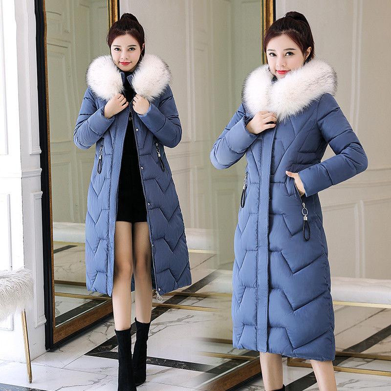 Winter Big Fur Collar Mid-length Padded Jacket Plus Size Slim Padded Jacket Fashionable Over-the-knee Female Down Padded Jacket