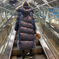 Women's Down Padded Jacket Mid-length Winter Clothes Double Color Matching Loose Padded Stand-up Collar Hooded Padded Jacket
