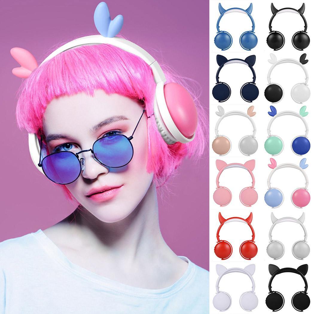 Cat Ear Little Evil Antler Noise Reduction Headphone Bluetooth 5.0 Young People Kid Headset with Mic