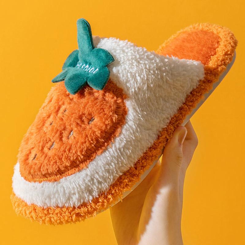Cotton Slippers for Men and Women Autumn and Winter Home Couples Indoor Warm Cartoon Plush Slippers