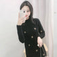 Mid-length Sweater Women's Pullover Autumn  Winter Loose Long Imitation Mink Velvet Bottoming Shirt  Outer Wear
