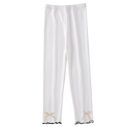 Girls' Leggings Children's Spring and Autumn Thin Bow Korean Ninth Pants Baby Outer Wear and Inner Wear Stretch Pants