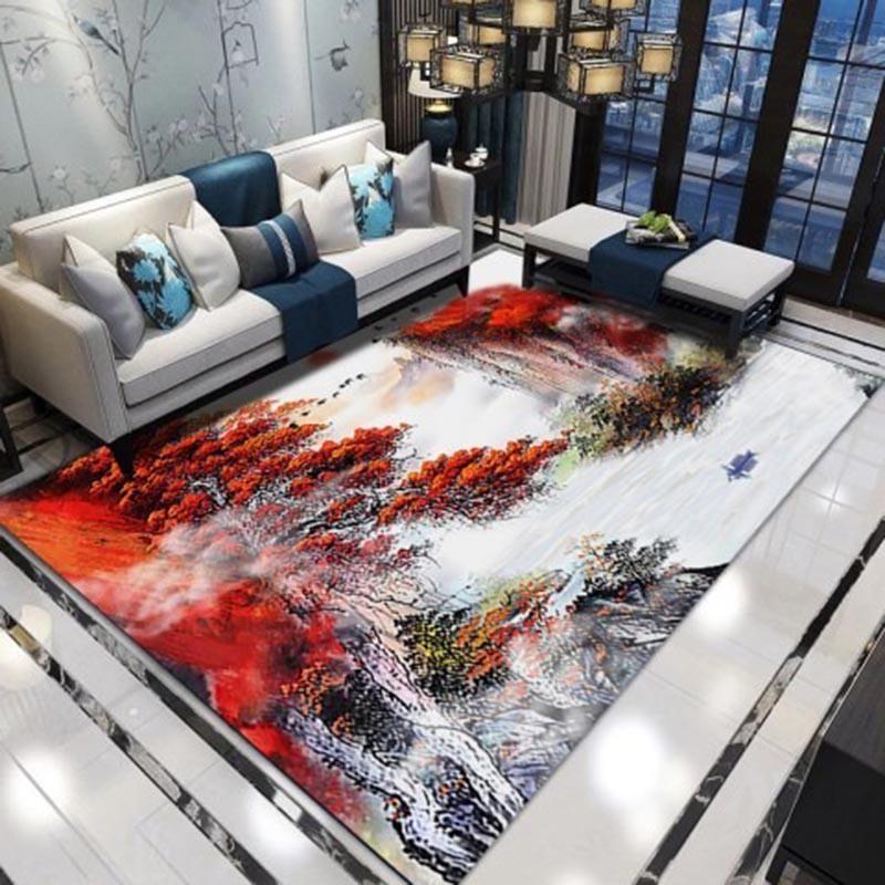 3D Carpet for Living Room Rug Minimalist Flower Chinese  Mat Sofa Large Carpet Study Bedroom Rug