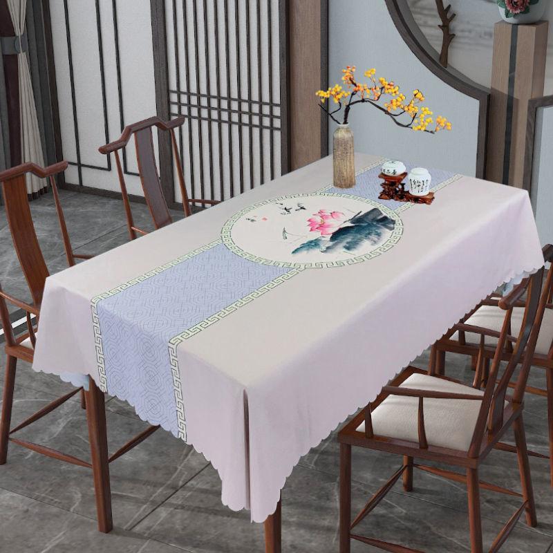 Chinese Style Table Cloth Waterproof Oil-proof Anti-scald New Chinese Table Mat Tea Table Cloth Disposable Household Table Cloth Fabric