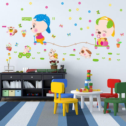 [sticker ]Diy Home Decor Cartoon New Animal Racing Wall Stickers For Nursery Sports Room Decals Pvc