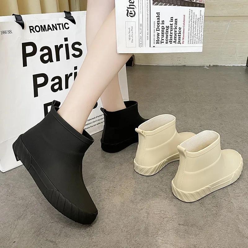 Rain Boots Women's Non-slip Low-top Water Shoes Water Boots Short Rain Boots Car Wash Shopping Kitchen Shoes Soft Bottom Mother Shoes