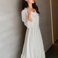 Hepburn Style French White Skirt Long-sleeved Dress Female Waist Was Thin and Temperament Mid-length Fairy Skirt