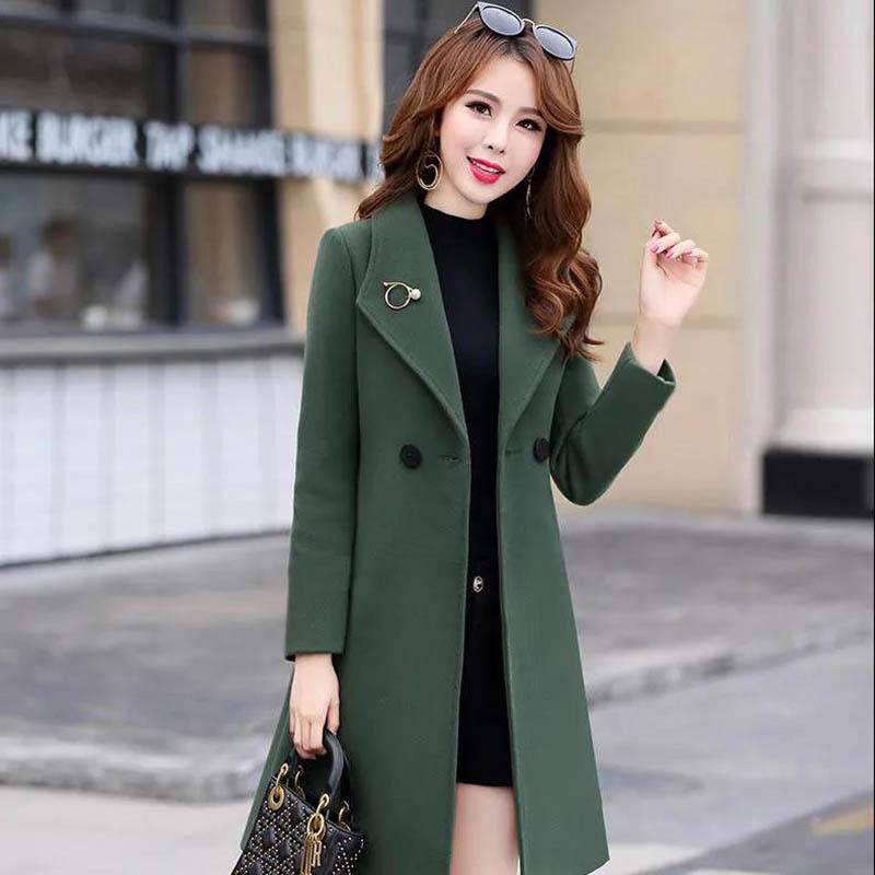 Long Phoenix Woolen Coat Women's Mid-length Korean Style Autumn and Winter Slim Woolen Coat
