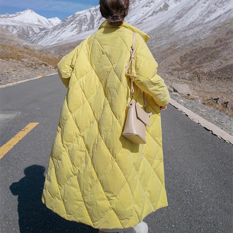 Lingge Cotton Jacket Women Korean Mid-length Winter Hong Kong Style Cotton Jacket