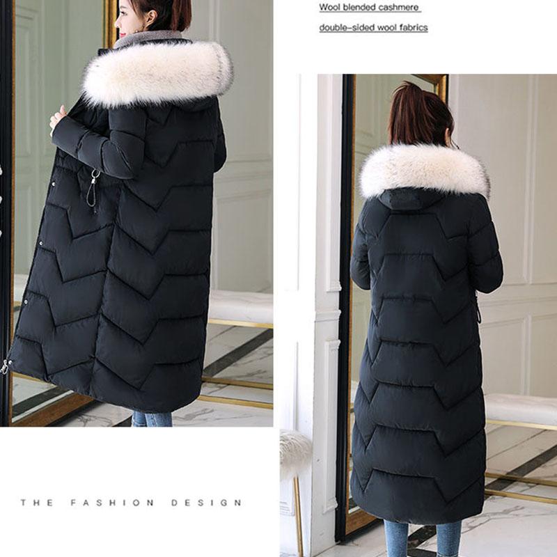 Winter Big Fur Collar Mid-length Padded Jacket Plus Size Slim Padded Jacket Fashionable Over-the-knee Female Down Padded Jacket