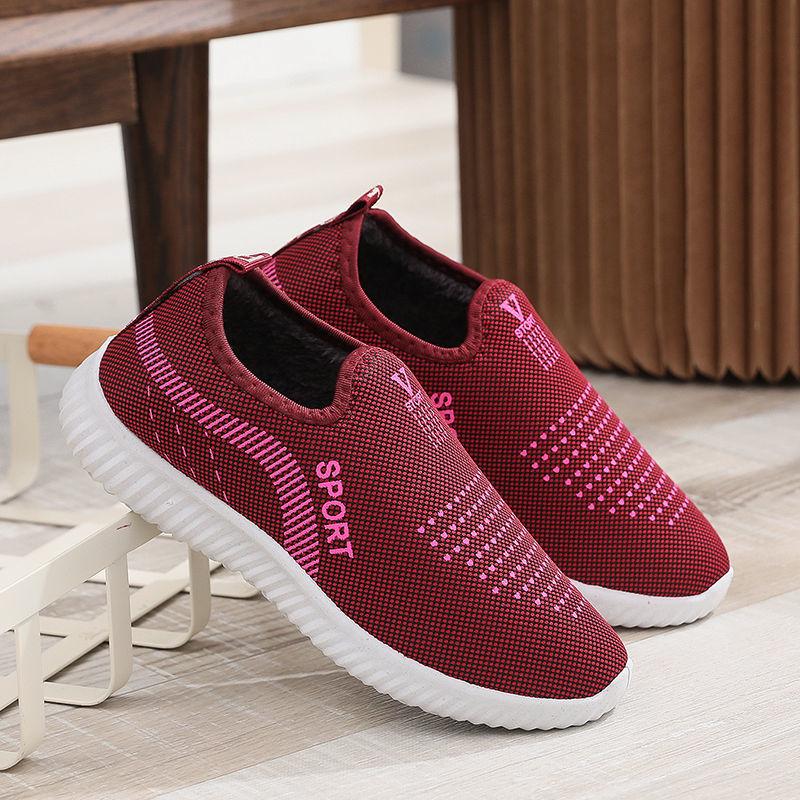 Middle-aged and Elderly Fall/winter Plus Velvet Non-slip One-step Footwear Women's Shoes Winter Mother Walking Cotton Shoes Snow Boots Plush Shoes