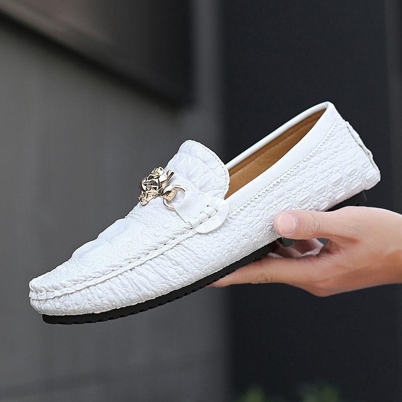 Shoes Men Loafers Leather Moccasin Crocodile Style Footwear Slip On Flat Driving Boat Shoes Classica